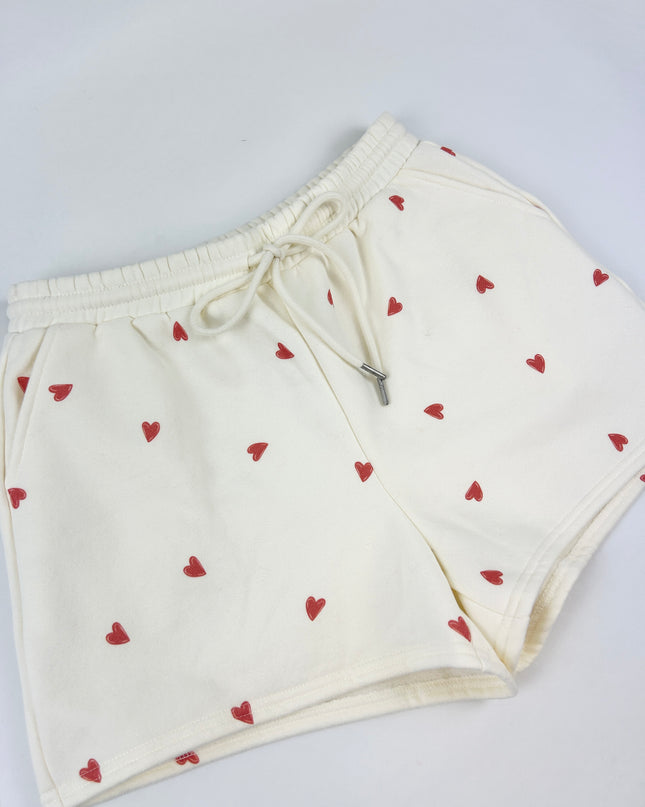 Hearts Red & Cream Shorts