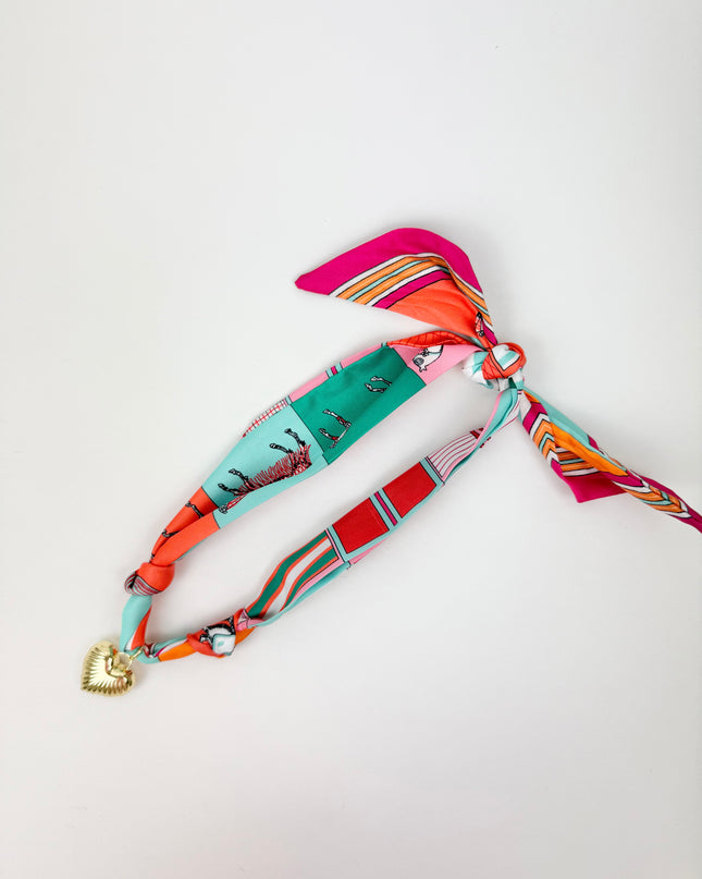 Lillie Orange/Turq/Pink Charm Scarf Necklace Necklaces in at Wrapsody