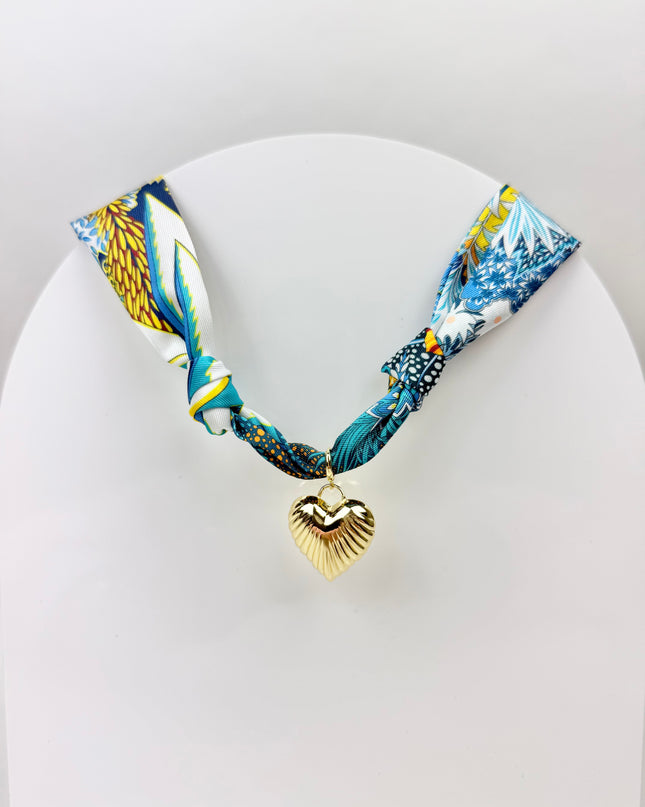 Lillie Blue Yellow Charm Scarf Necklace Necklaces in at Wrapsody