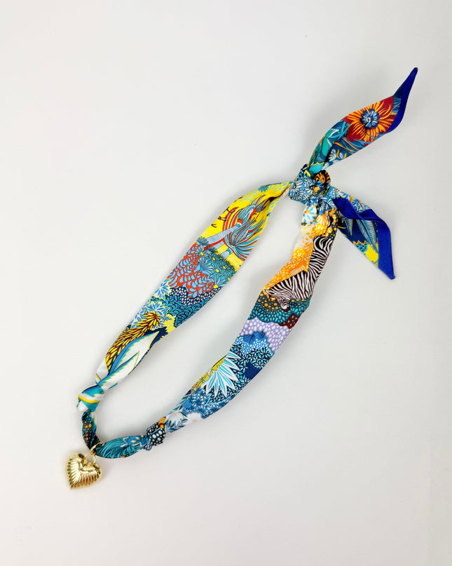 Lillie Blue Yellow Charm Scarf Necklace Necklaces in at Wrapsody