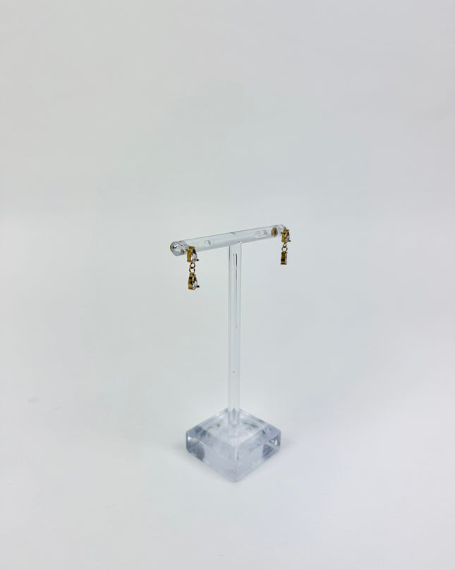 Vivian Drop CZ/Gold Earrings