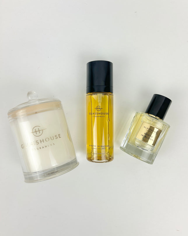 Glasshouse Trio Gift Set Kyoto in Bloom Scents in at Wrapsody