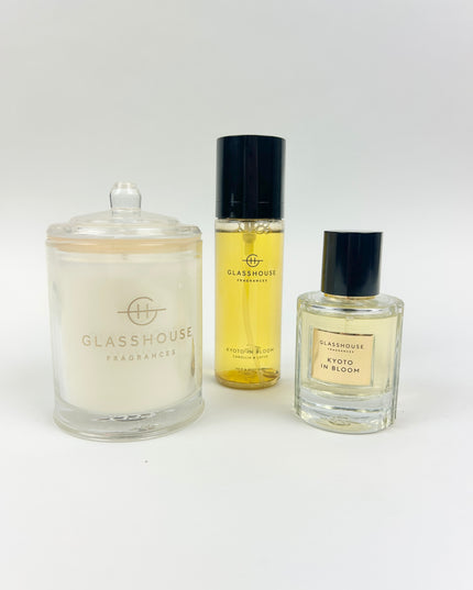 Glasshouse Trio Gift Set Kyoto in Bloom Scents in at Wrapsody