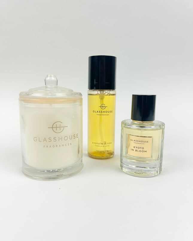 Glasshouse Trio Gift Set Kyoto in Bloom Scents in at Wrapsody