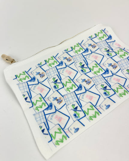 Blue Mahjong Pouch Travel Accessories in at Wrapsody