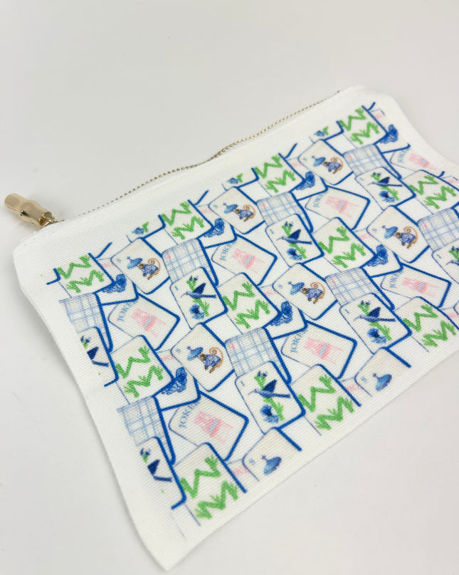 Blue Mahjong Pouch Travel Accessories in at Wrapsody