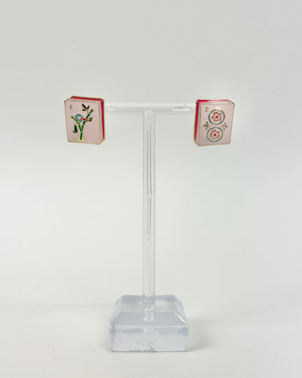 Mahjong Tile Light Pink Earrings Earrings in at Wrapsody