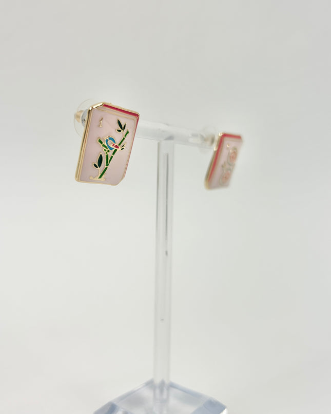Mahjong Tile Light Pink Earrings Earrings in at Wrapsody