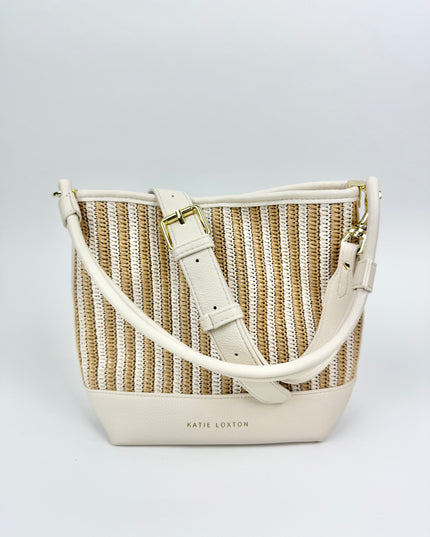 Sorrento Striped Bucket Bag Raffia/Off White