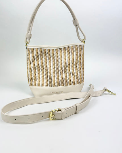 Sorrento Striped Bucket Bag Raffia/Off White