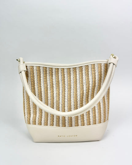 Sorrento Striped Bucket Bag Raffia/Off White