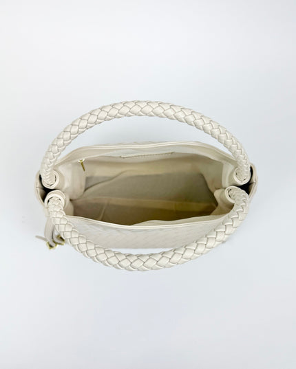 Nova Woven Texture Top Handle Purse Off White Handbags in at Wrapsody