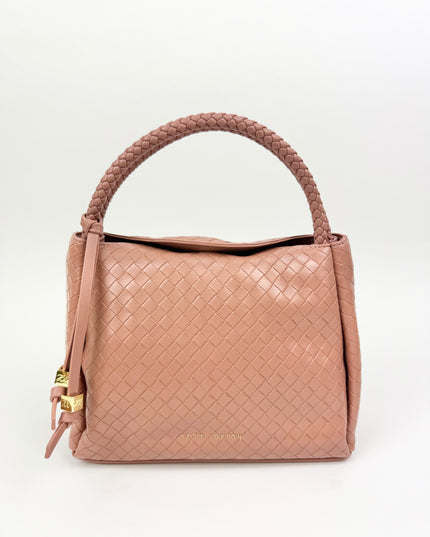 Nova Woven Texture Top Handle Purse Pink Clay Handbags in at Wrapsody