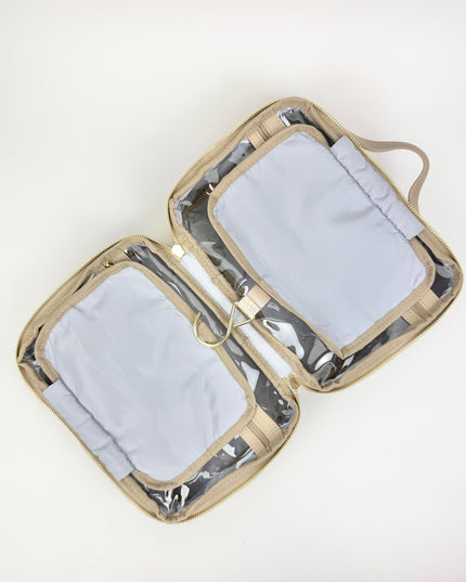 Hanging Toiletry/Cosmetic Bag Light Taupe Travel Accessories in at Wrapsody