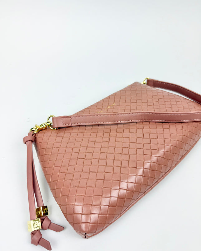 Nova Woven Small Shoulder Bag Pink Clay Handbags in at Wrapsody