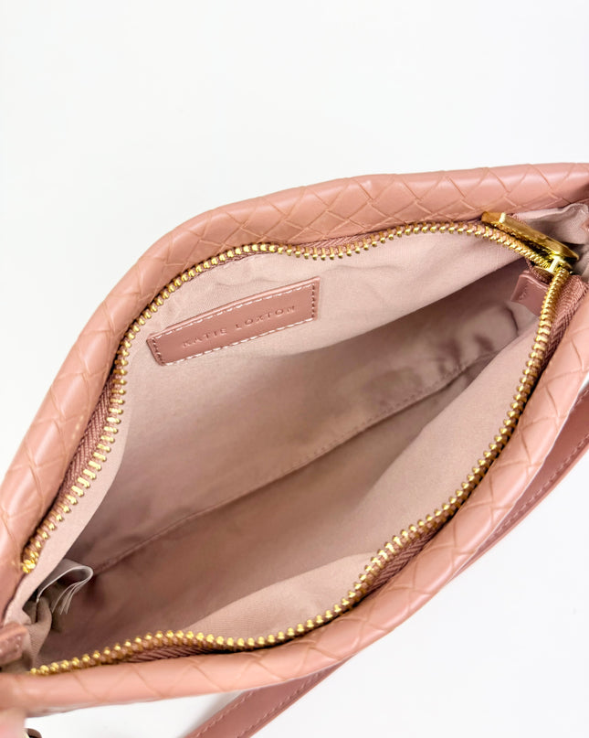Nova Woven Small Shoulder Bag Pink Clay Handbags in at Wrapsody