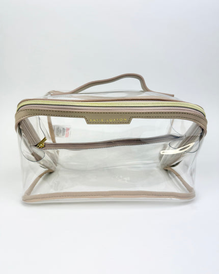 Clear Fold Out Toiletry/Cosmetic Bag Large Light Taupe Travel Accessories in at Wrapsody