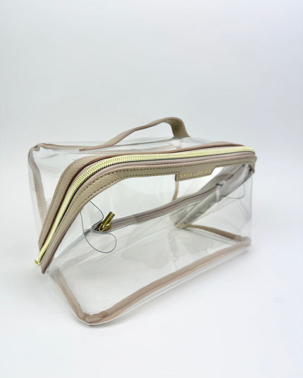 Clear Fold Out Toiletry/Cosmetic Bag Large Light Taupe Travel Accessories in at Wrapsody