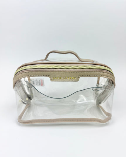 Clear Fold Out Toiletry/Cosmetic Bag Medium Light Taupe Travel Accessories in at Wrapsody
