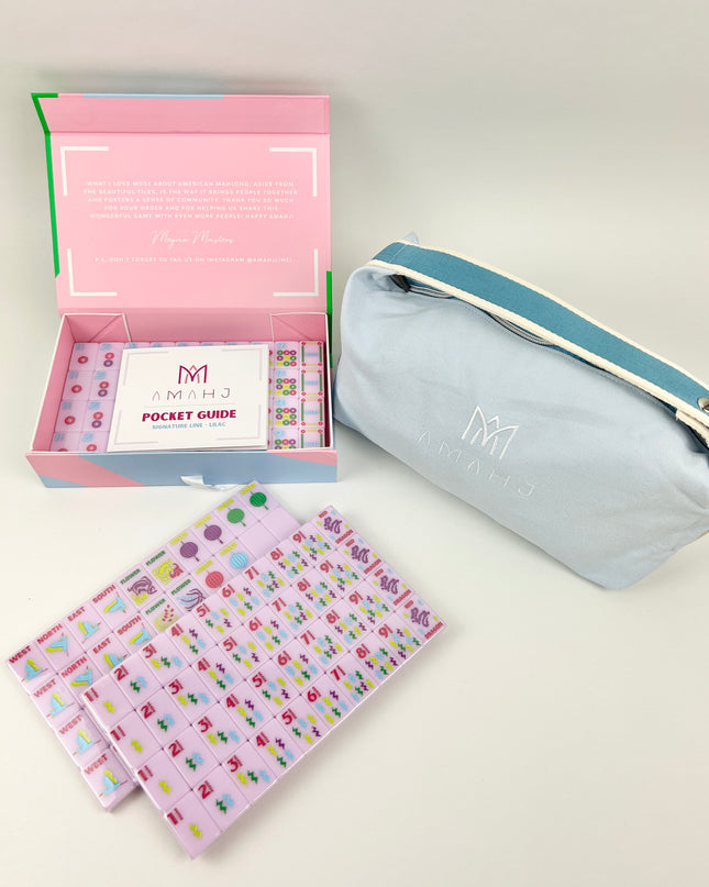 Signature Engraved Lilac Mahjong Tile Set