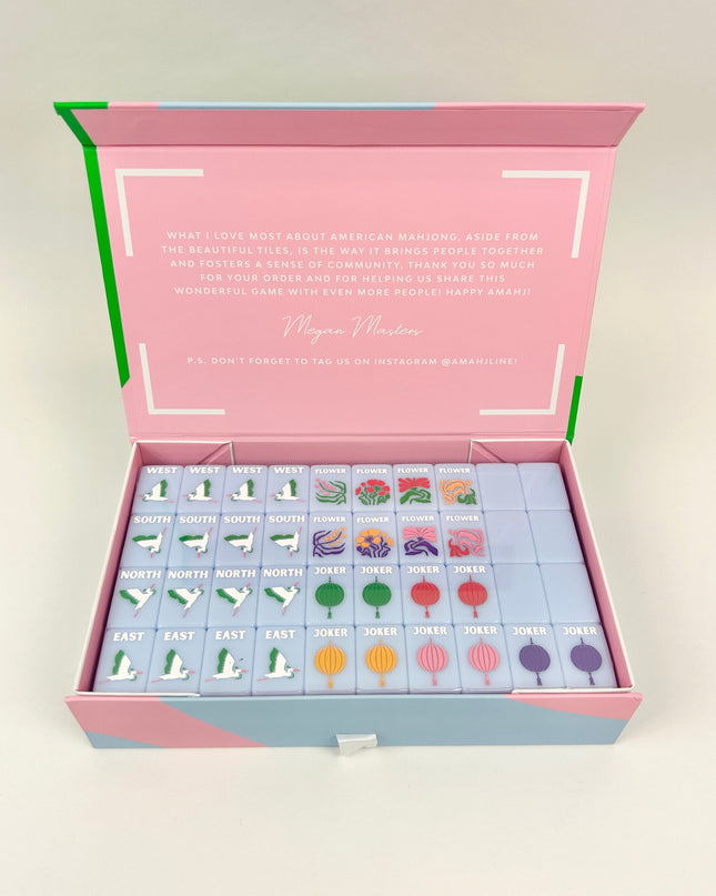 Signature Engraved Blue Mahjong Tile Set