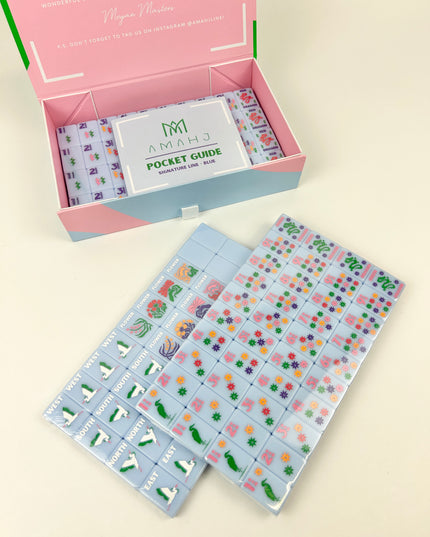 Signature Engraved Blue Mahjong Tile Set