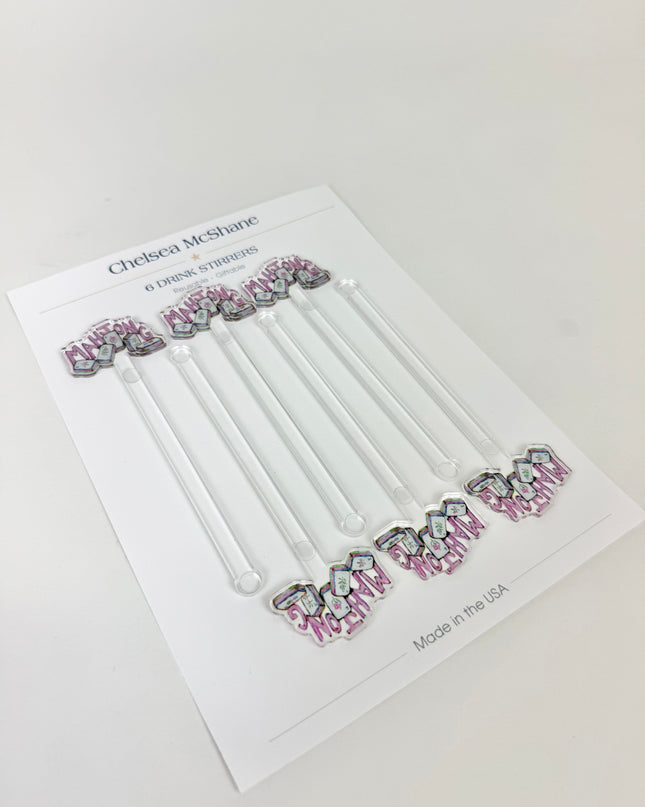 Mahjong Tiles Acrylic Drink Stirrers
