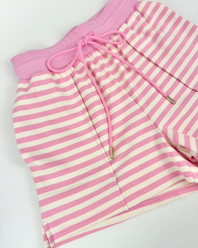 Striped Pink Knit Shorts Shorts in at Wrapsody