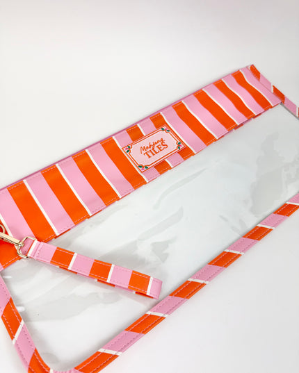 Sicily Stripes Pink Mahjong Tile Keeper Pouch