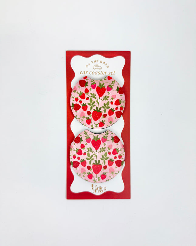Strawberry Fields Car Coaster Set