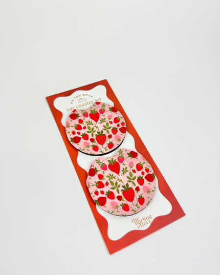 Strawberry Fields Car Coaster Set