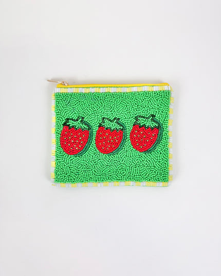 Strawberry Beaded Pouch