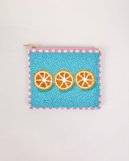 Orange Beaded Pouch