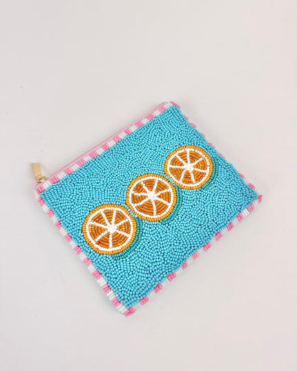 Orange Beaded Pouch