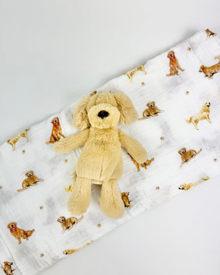 Retriever Swaddle & Rattle Set Baby in at Wrapsody