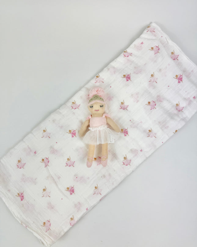 Ballerina Swaddle & Rattle Set Baby in at Wrapsody