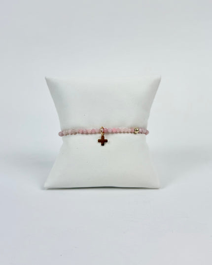 Enewton Classic Signature Cross Charm 3mm Bracelet Pink Opal Bracelets in at Wrapsody