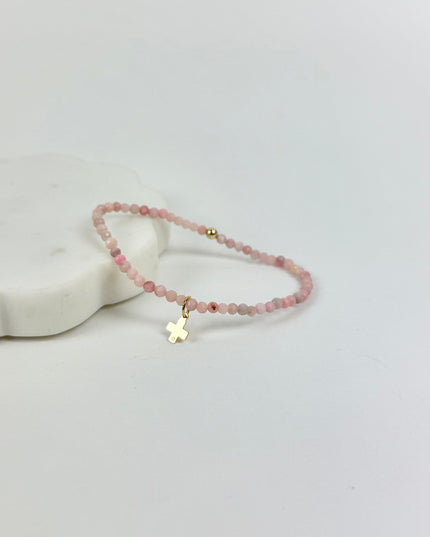 Enewton Classic Signature Cross Charm 3mm Bracelet Pink Opal Bracelets in at Wrapsody