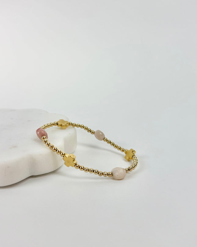 Enewton Signature Cross Admire 3mm Bracelet Pink Opal