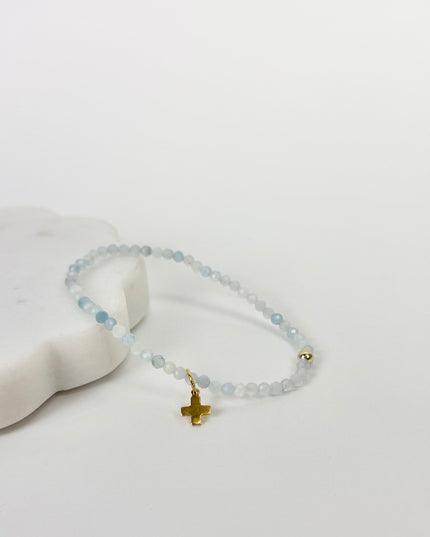 Enewton Classic Signature Cross Charm 3mm Bracelet Aquamarine Bracelets in at Wrapsody