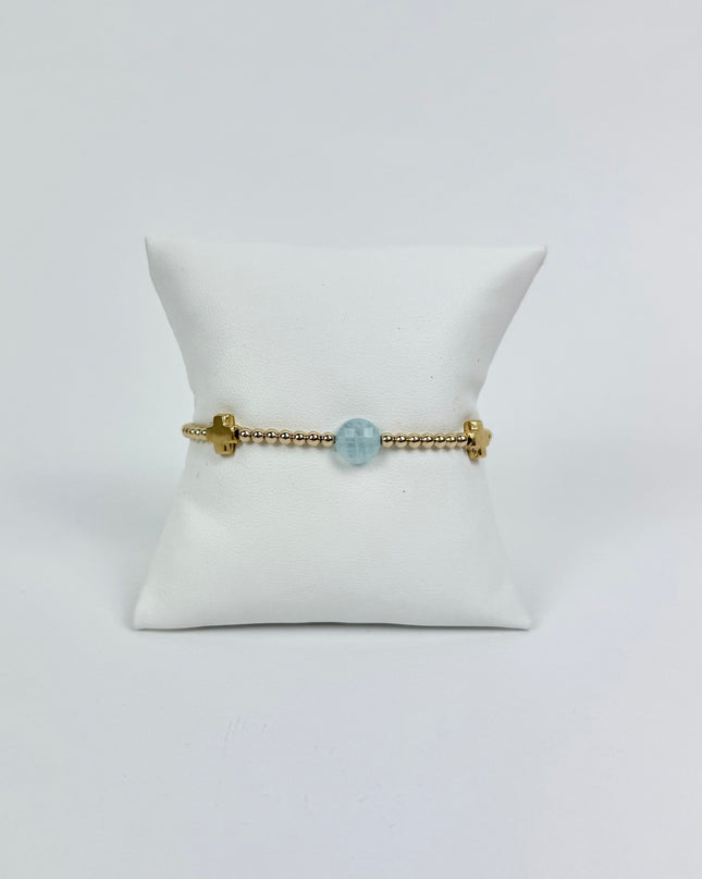 Enewton Signature Cross Admire 3mm Bracelet Aquamarine