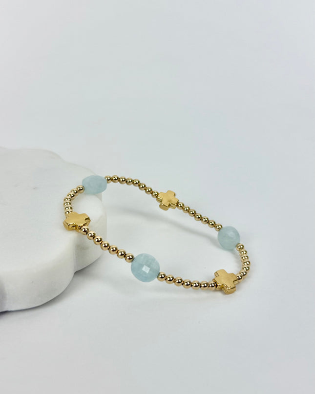 Enewton Signature Cross Admire 3mm Bracelet Aquamarine