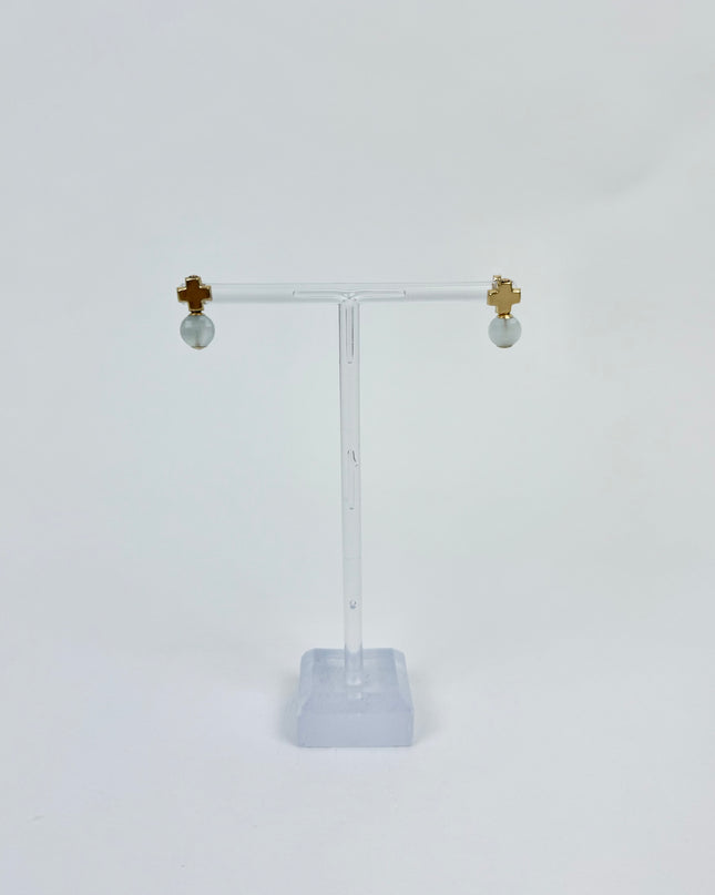 Enewton Signature Cross Stud Aquamarine