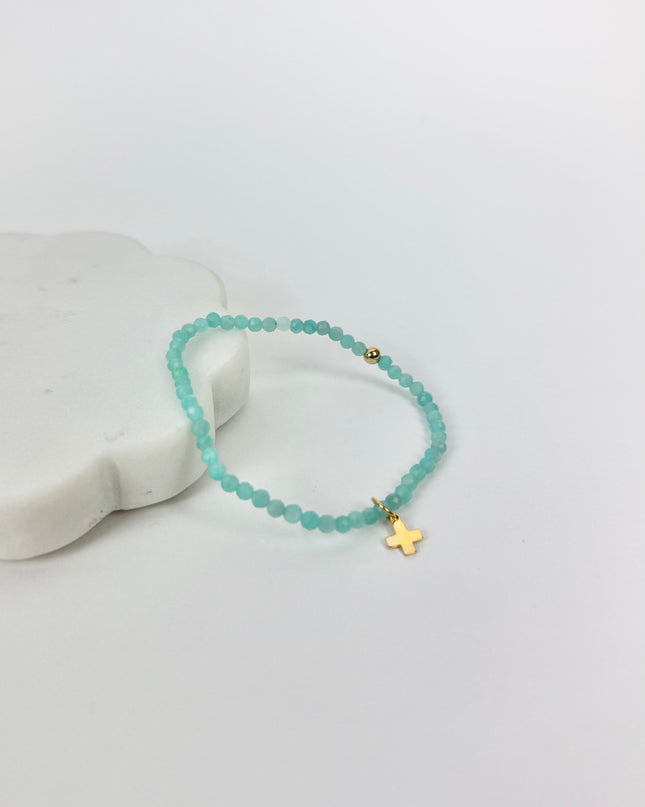 Enewton Classic Signature Cross Charm 3mm Bracelet Amazonite
