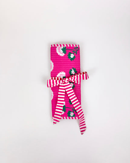 Pink Block Print Jewelry Roll