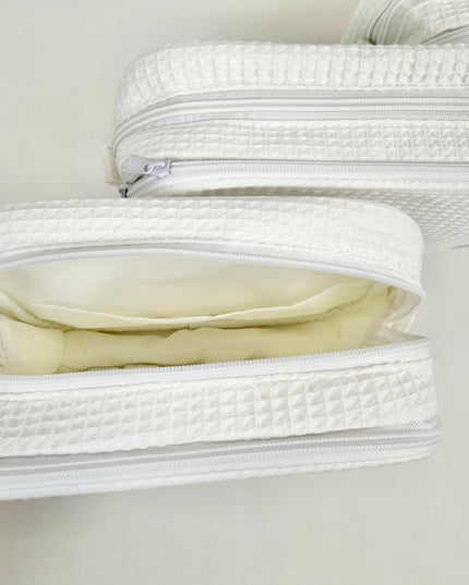 Fairfax Blue Initial Waffle Knit Cosmetic Bag