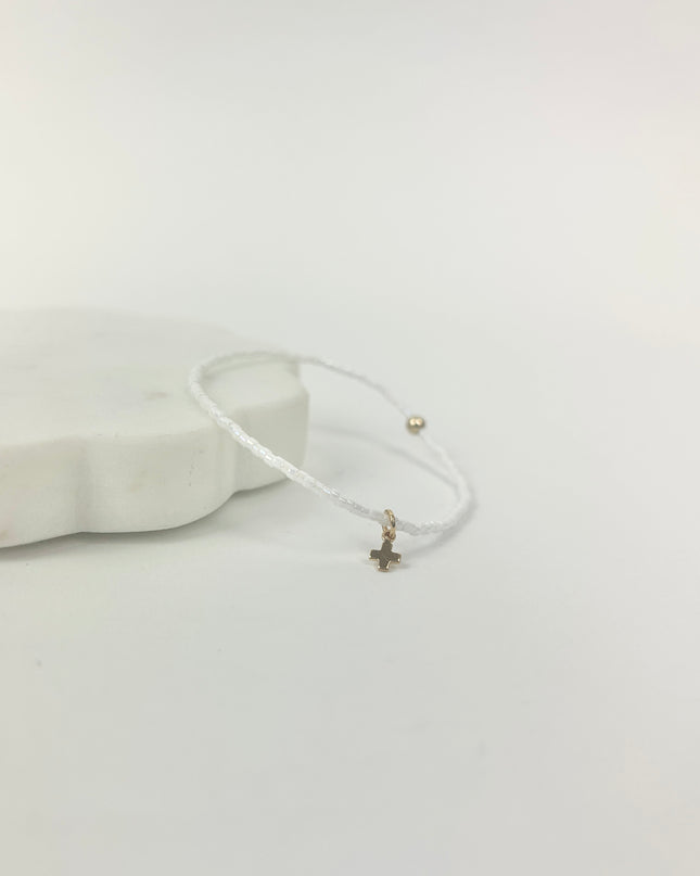 Enewton Hope Classic Signature Cross Charm Bracelet Silky White Bracelets in at Wrapsody