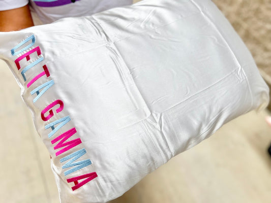 Silk Embroidered Pillowcase (Final Sale) Greek in  at Wrapsody