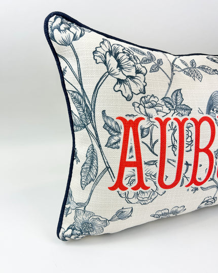 Auburn Toile Pillow with Navy Piping Pillows in at Wrapsody
