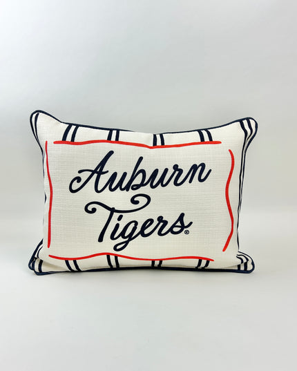 Auburn Tigers Striped Pillow with Navy Piping Pillows in at Wrapsody